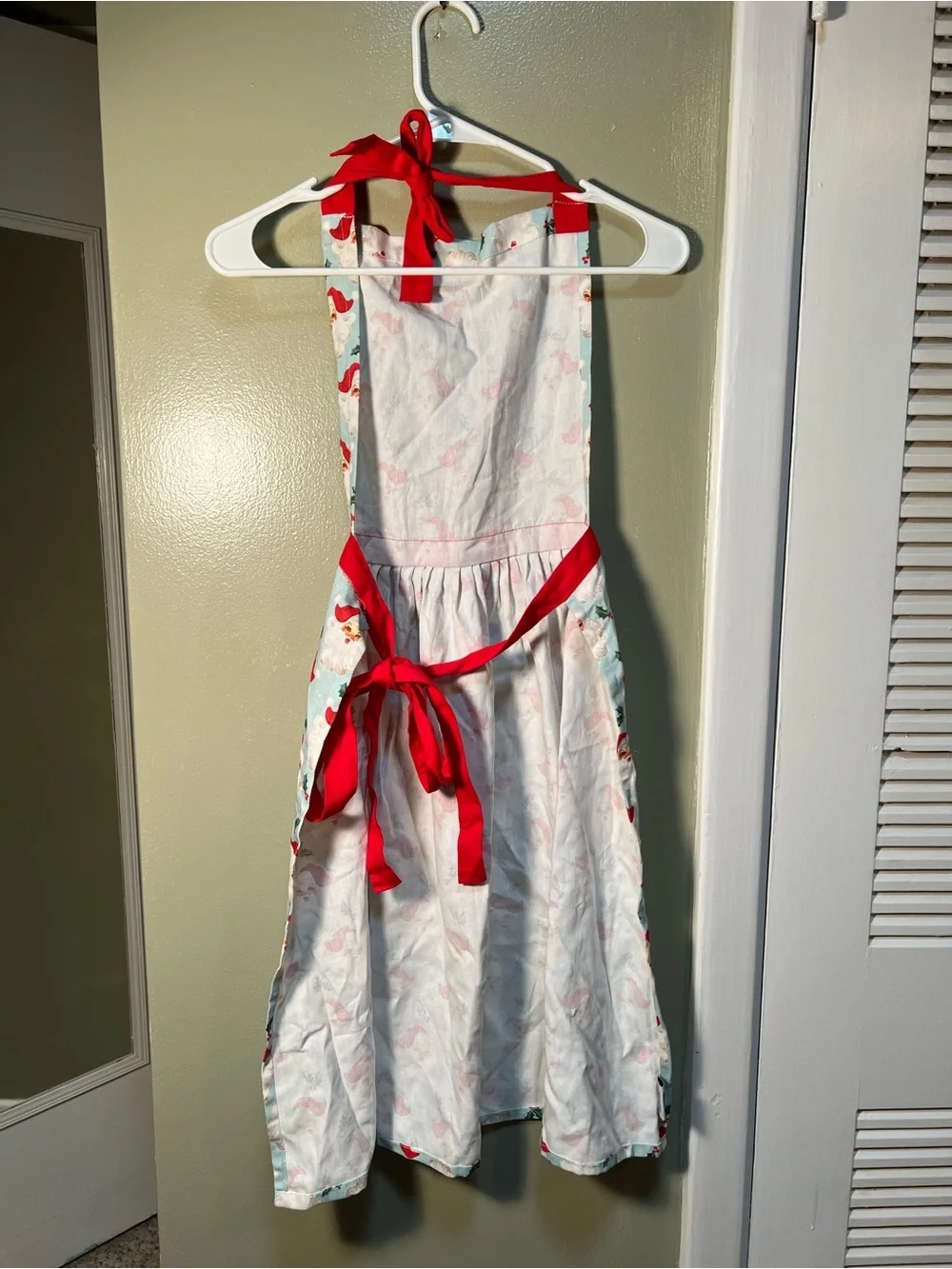 Mary SquareFestive Holiday Christmas Santa Claus Kitchen Apron Light Blue Cotton